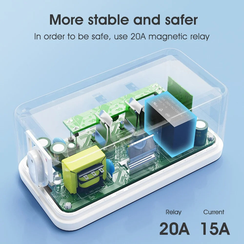 3300W US Plug Tuya WiFi Smart Socket with Energy Monitoring Remote Control APP Voice Timer Switch - 3
