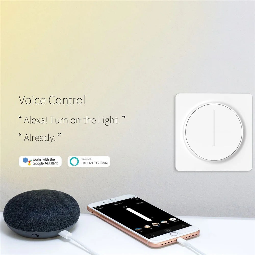 SD02 Smart Home Tuya WiFi Wall Dimmer Switch Touch Control Stepless Light Intelligent Panel, EU Standard - 3