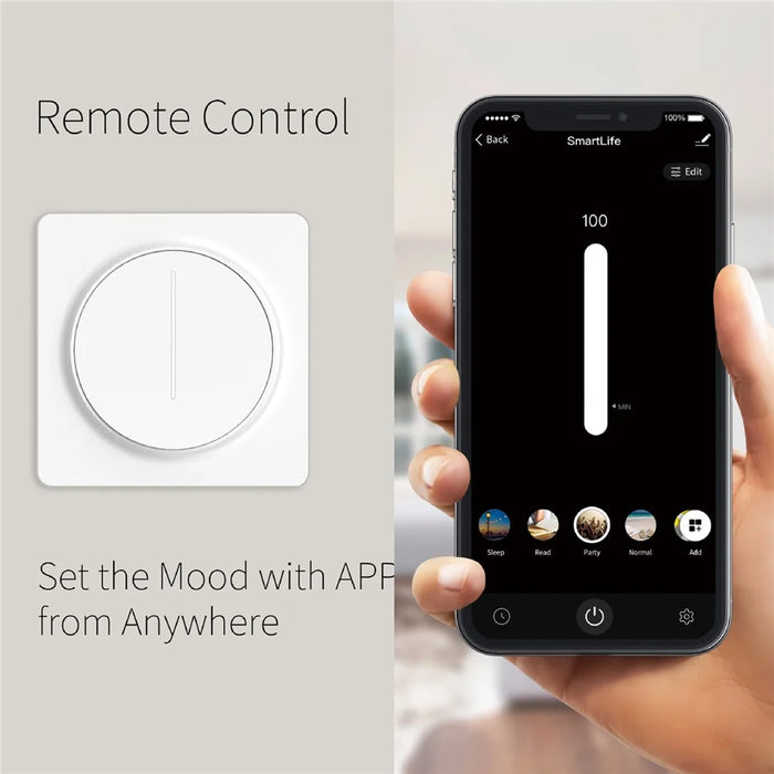 SD02 Tuya Zigbee Wall-Mounted Wireless Dimmer Switch Stepless Light Touch Control Smart Panel, EU Standard - 4
