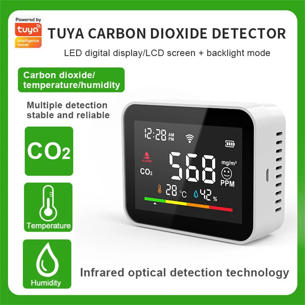 CO2V1 Smart Carbon Dioxide Detector Tuya WiFi Air Quality Monitor Temperature Humidity Sensor - 2