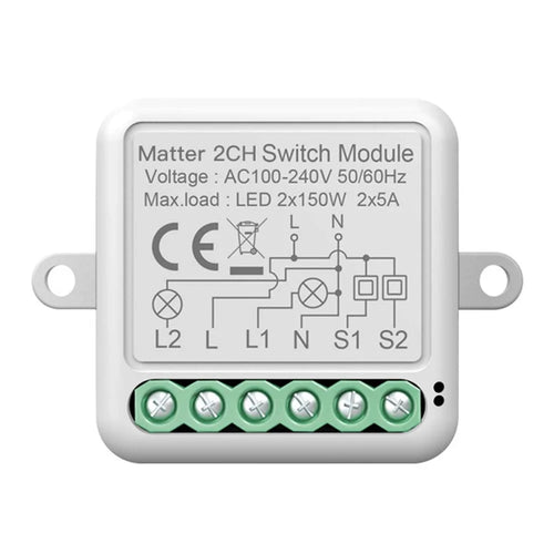 SB02 Matter 2 Gang WiFi Smart Switch Homekit Voice Control Hidden Remote Control Switch - 1
