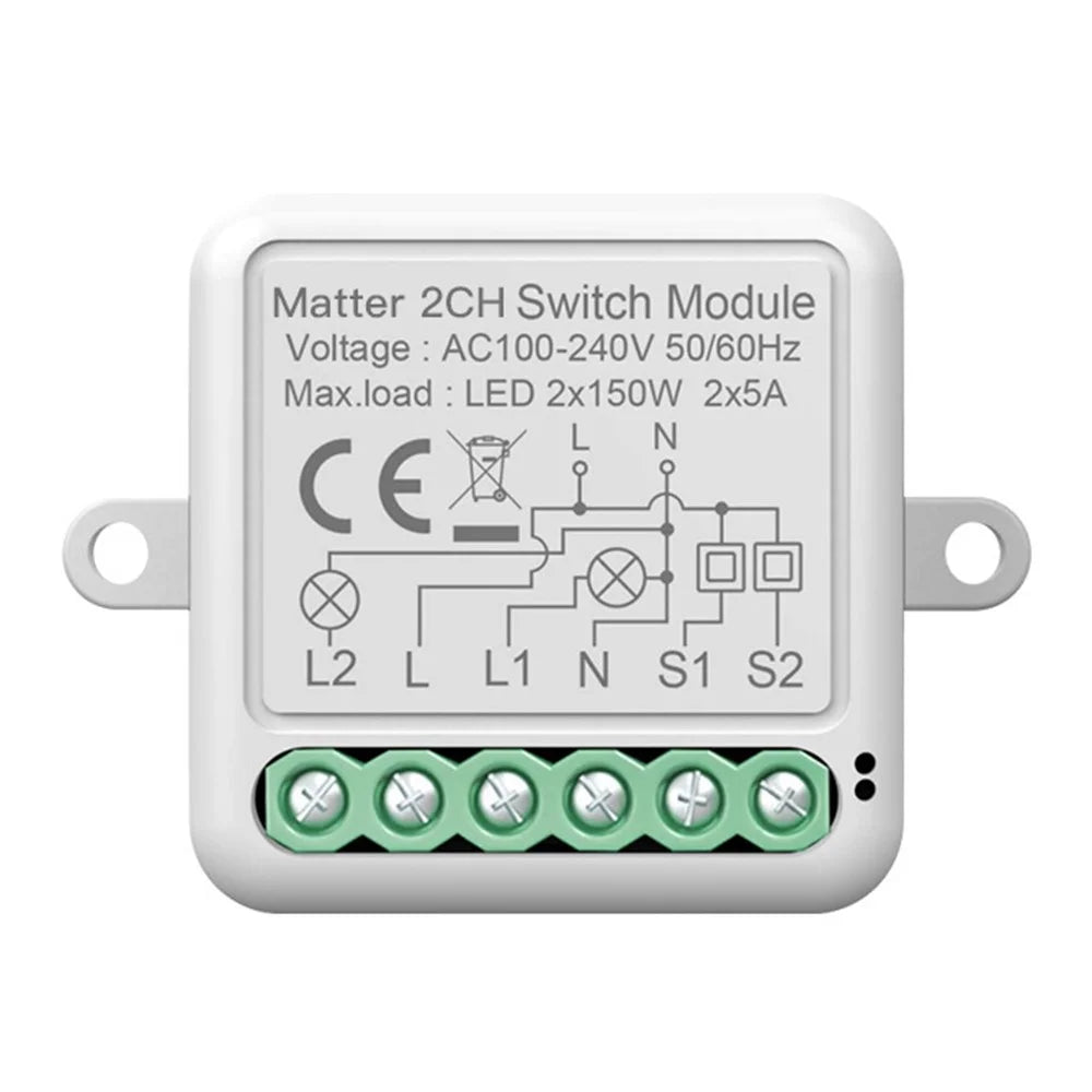 SB02 Matter 2 Gang WiFi Smart Switch Homekit Voice Control Hidden Remote Control Switch - 1