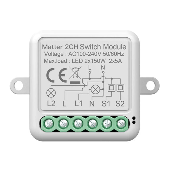 SB02 Matter 2 Gang WiFi Smart Switch Homekit Voice Control Hidden Remote Control Switch - 1