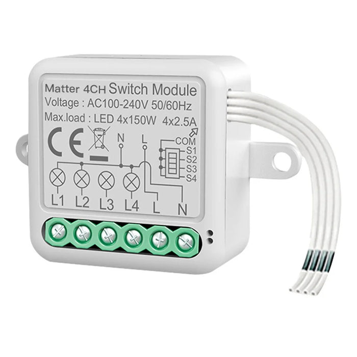 Matter SB04 For Homekit 4 Gang WiFi Smart Switch Module Wireless Voice Control Hidden Remote - 1