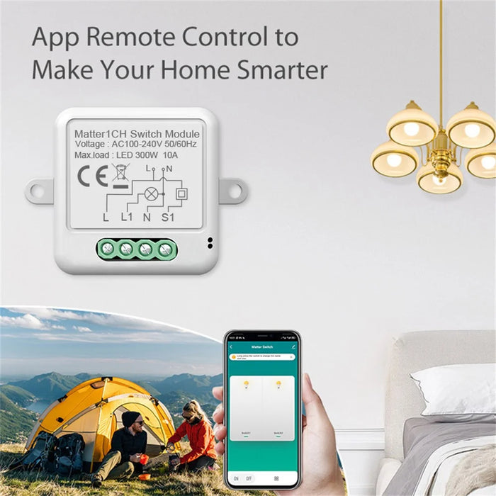 Matter SB04 For Homekit 4 Gang WiFi Smart Switch Module Wireless Voice Control Hidden Remote - 5