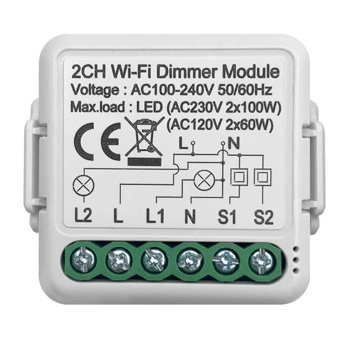 DM01 2 Gang WiFi Smart Light Switch Voice Control Timer Dimmer Module Remote Lighting Controller - 1