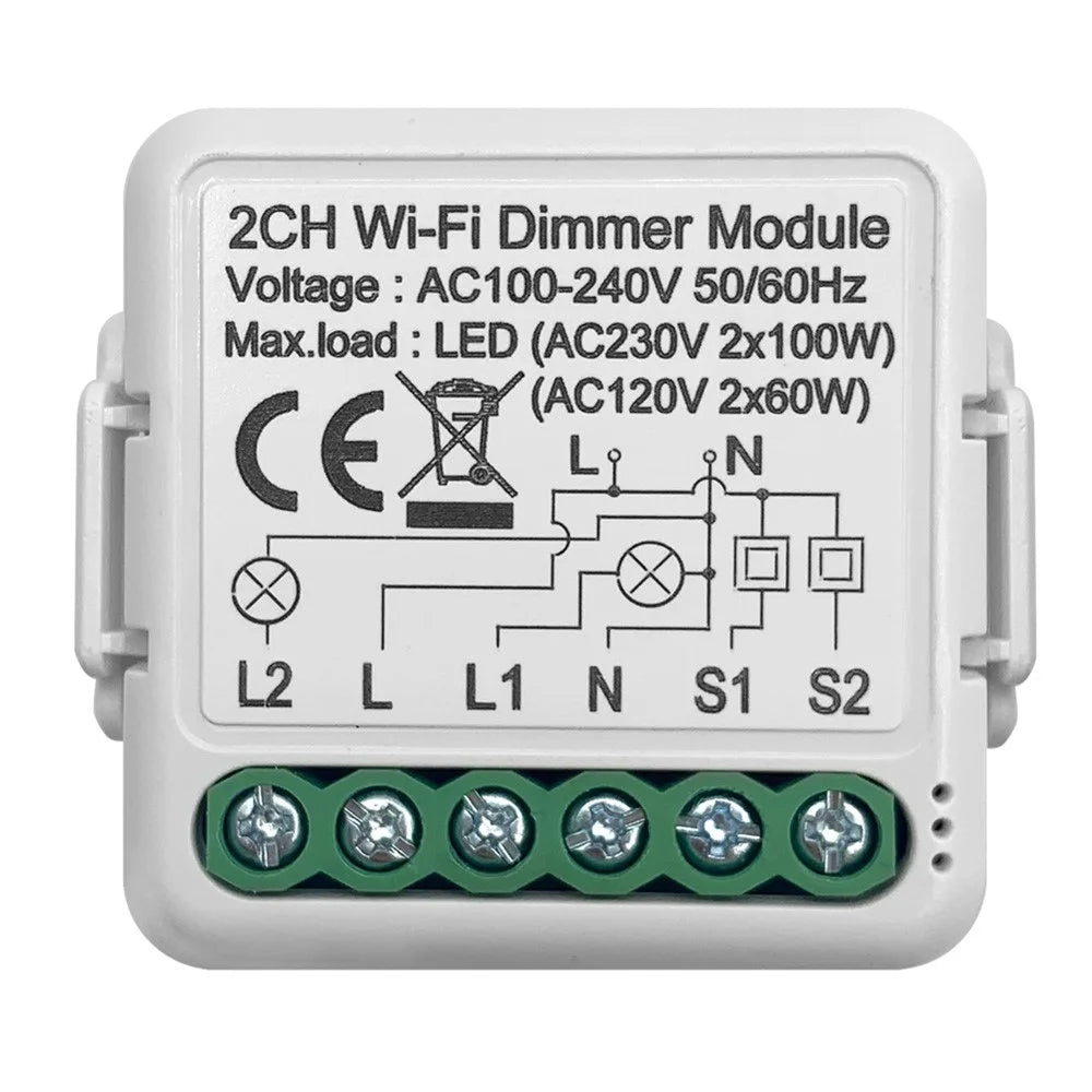 DM01 2 Gang WiFi Smart Light Switch Voice Control Timer Dimmer Module Remote Lighting Controller - 1