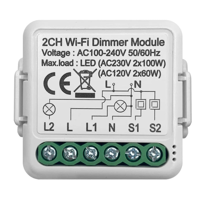 DM01 2 Gang WiFi Smart Light Switch Voice Control Timer Dimmer Module Remote Lighting Controller - 1