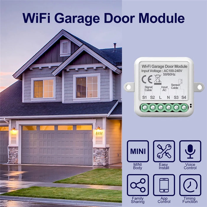 SB012 WiFi Garage Door Controller Voice Control Smart Roller Shutter Control Module Tuya Smart Life Compatible - 3