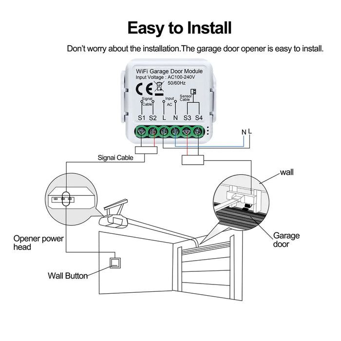 SB012 WiFi Garage Door Controller Voice Control Smart Roller Shutter Control Module Tuya Smart Life Compatible - 7