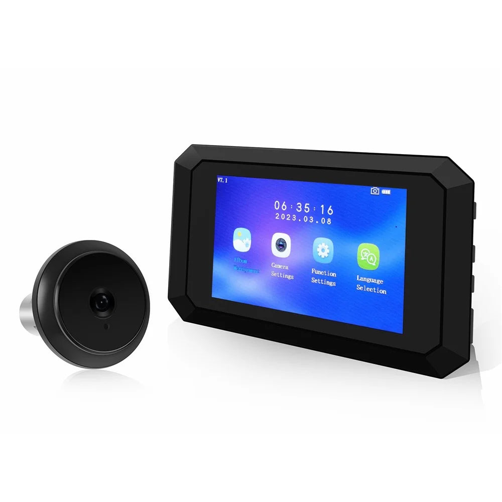N9S 3.97 Inch Hidden Night Vision Camera Doorbell with Photo Video Recording Door Viewer - Black - 1