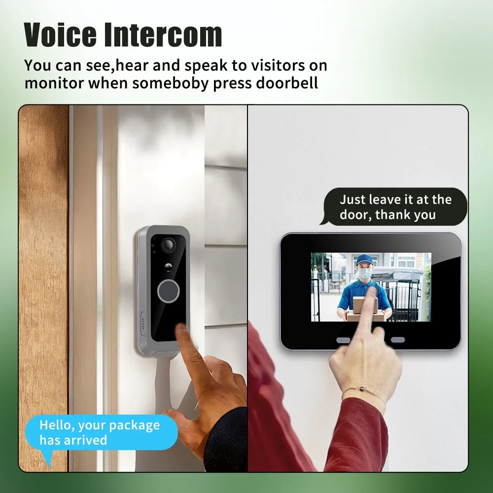 SY-30 2.4G Point to Point 4 Inch Visual Intercom Doorbell PIR Motion Detection Night Vision Wireless Video Door Phone - 6