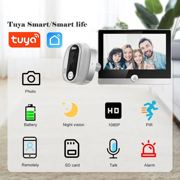 W1 4.3 Inch Color Screen WiFi Digital Peephole Camera Motion Detection Two Way Audio Smart Door Viewer - 2