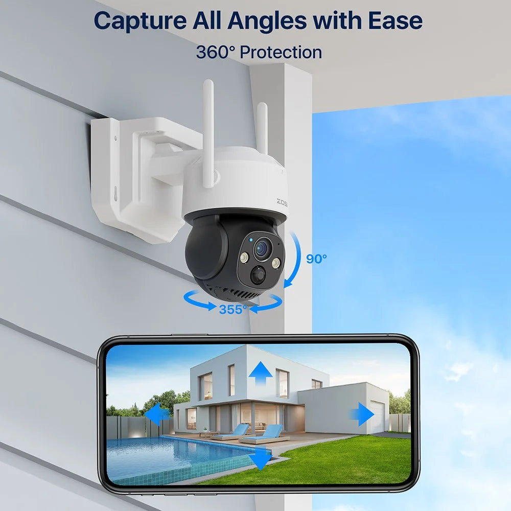 ZOSI C291 4MP 2.5K WiFi Solar Security Camera PIR Smart Detection Night Vision Outdoor Wireless PT Camera, No Memory Card - 3