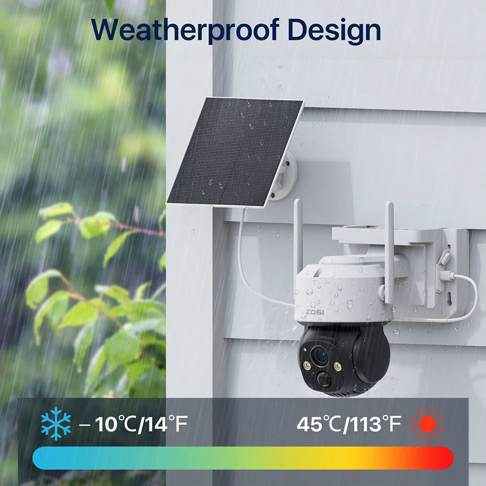 ZOSI C291 4MP 2.5K WiFi Solar Security Camera PIR Smart Detection Night Vision Outdoor Wireless PT Camera, No Memory Card - 4