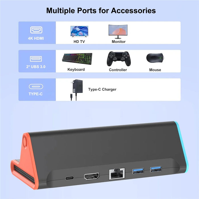 HONSON HS-SW2026 For Nintendo Switch 2 Mini 4K 60Hz HD Video Converter Dock with Ethernet PD USB3.0 Port - 5