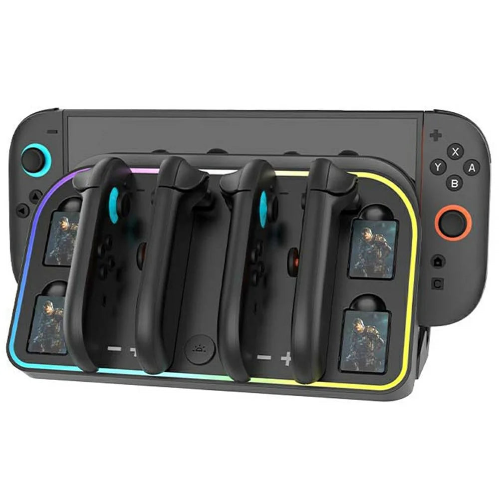 For Nintendo Switch 2 Wall Mounted Bracket Joycon Charging Dock with RGB Light Game Card Storage Stand - 1