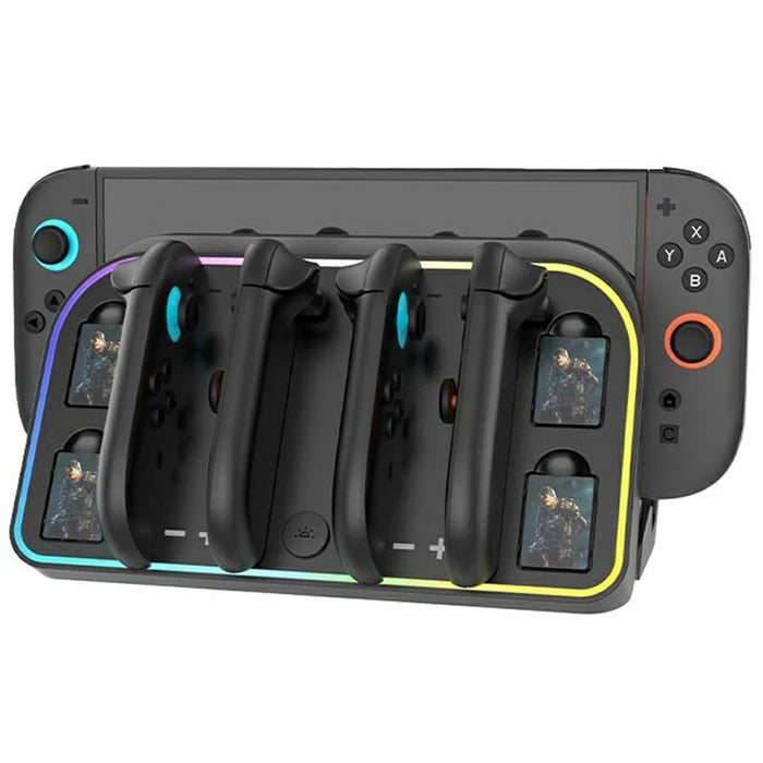 For Nintendo Switch 2 Wall Mounted Bracket Joycon Charging Dock with RGB Light Game Card Storage Stand - 1