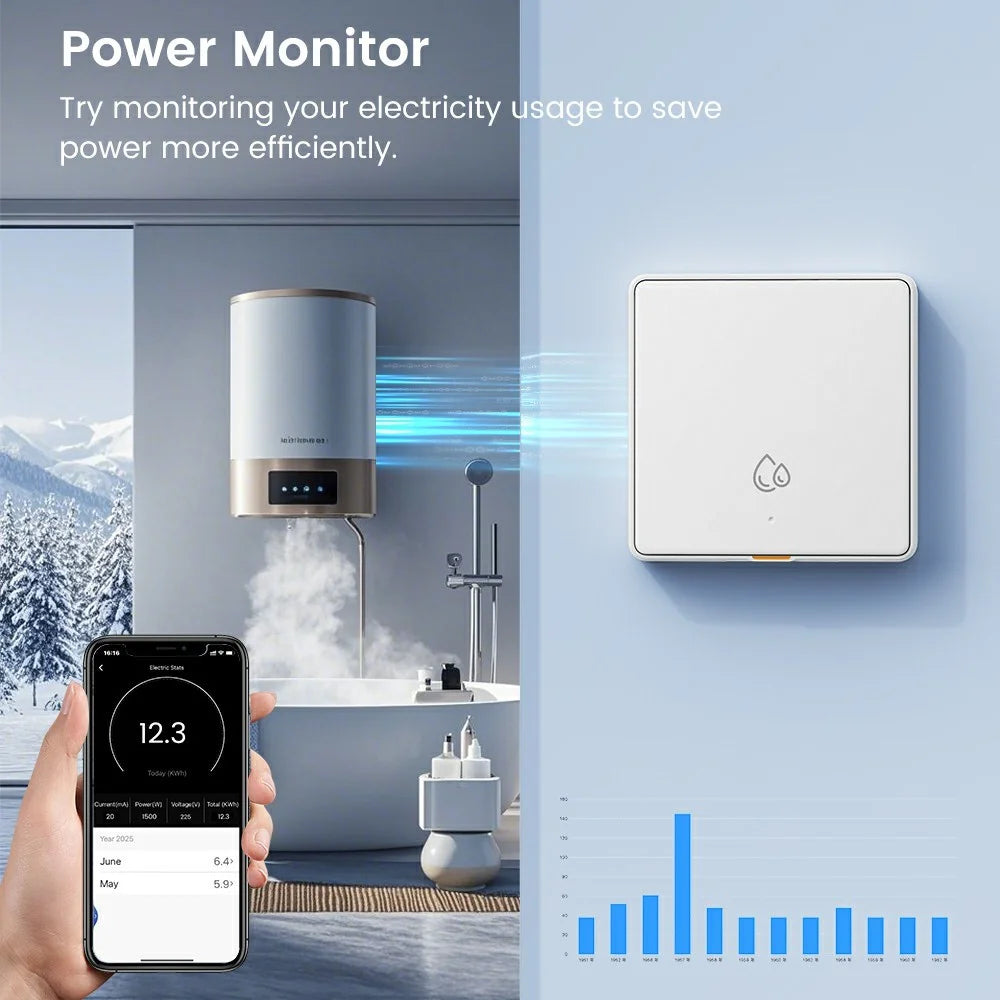 KG128 4000W WiFi Smart Timer Switch for Water Heater Power Monitor Work with Alexa Google Assistant, EU Plug - White - 4