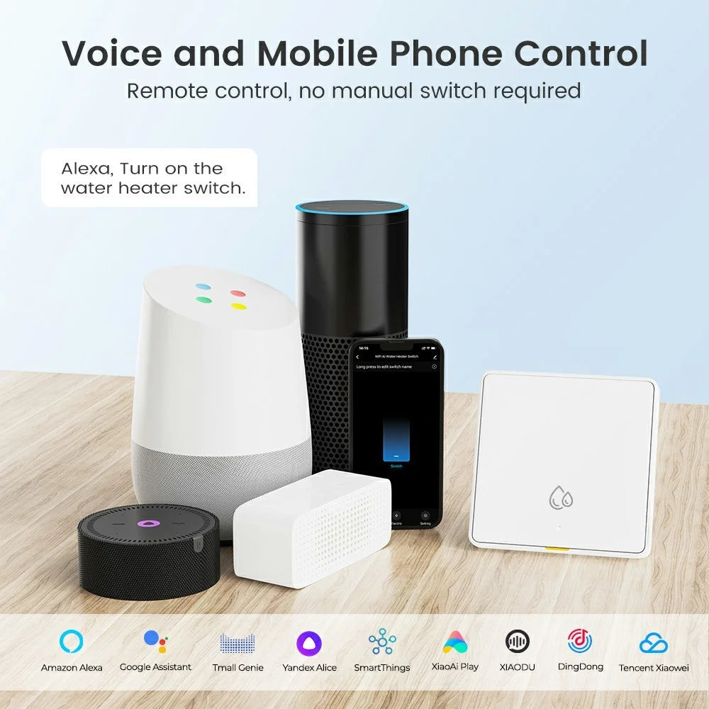 KG128 4000W WiFi Smart Timer Switch for Water Heater Power Monitor Work with Alexa Google Assistant, EU Plug - White - 6