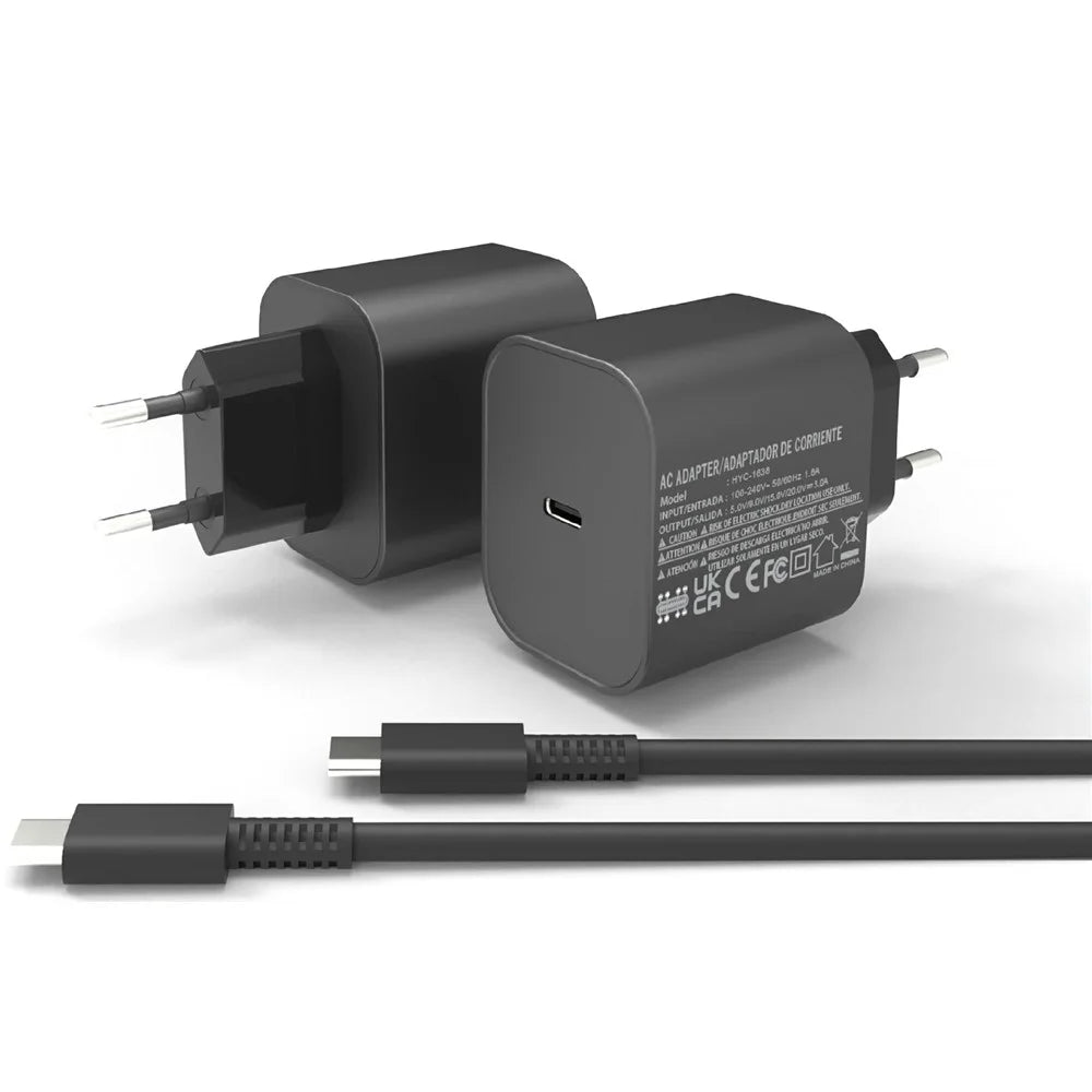 HYC-1638 EU Plug 60W Charger for Nintendo Switch 2 Game Console USB C Power Adapter with Cable - 1