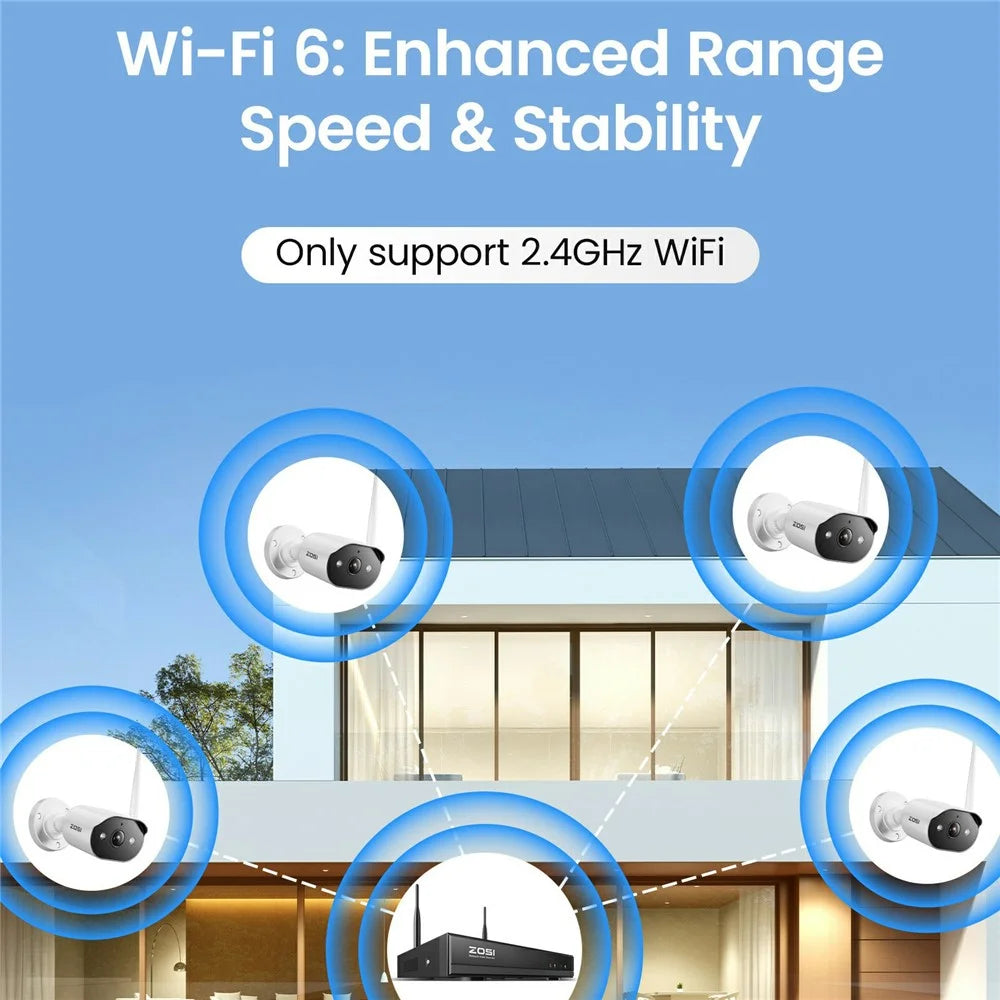 ZOSI 2K C302 WiFi 6 Security Camera System AI Human Detection Two Way Audio 4Pcs 3MP Camera 4K 8CH NVR with 1TB HDD - US Plug - 2