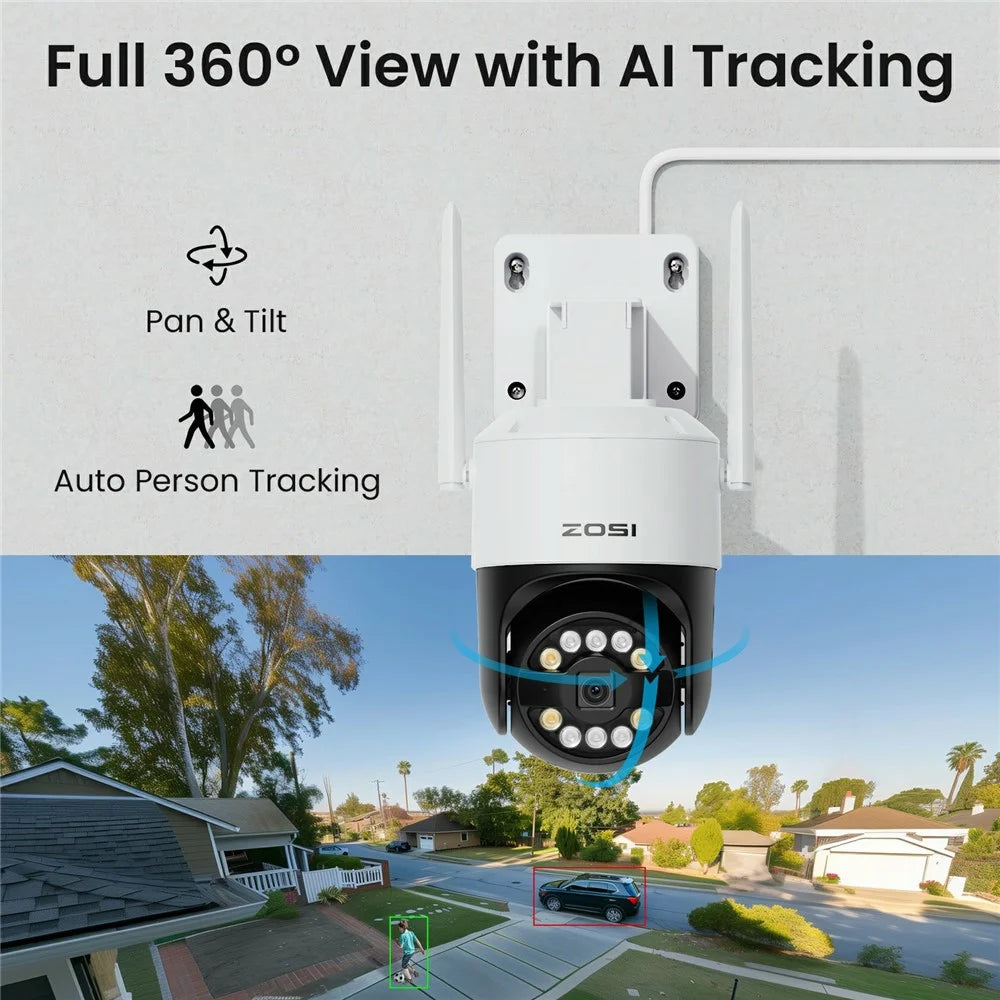 ZOSI C296 3K 5MP WiFi 6 Security Camera System Human Vehicle Detection 4 Pan Tilt Cameras 8CH 4K NVR with 1TB HDD - AU Plug - 6
