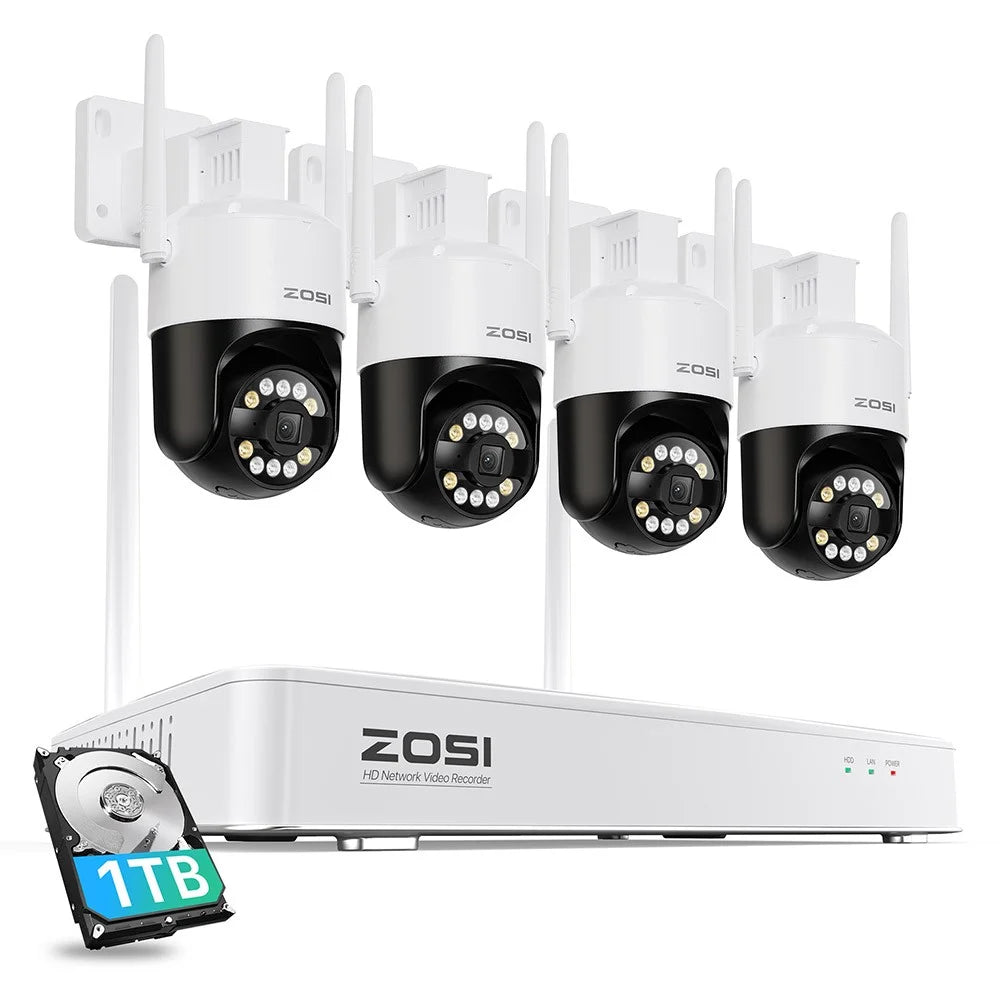 ZOSI C296 4K 8MP WiFi 6 Home Security Camera System 24 / 7 Recording 4 Pan Tilt Cameras 8CH NVR with 1TB HDD - UK Plug - 1