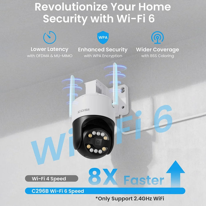 ZOSI C296 4K 8MP WiFi 6 Home Security Camera System 24 / 7 Recording 4 Pan Tilt Cameras 8CH NVR with 1TB HDD - UK Plug - 4