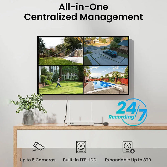 ZOSI C296 4K 8MP WiFi 6 Home Security Camera System 24 / 7 Recording 4 Pan Tilt Cameras 8CH NVR with 1TB HDD - UK Plug - 6