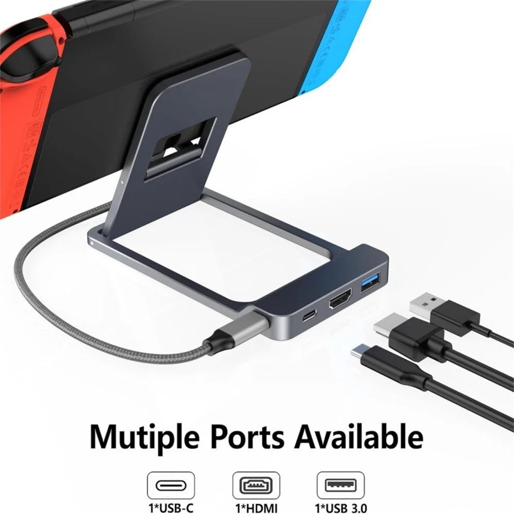 For Nintendo Switch 2  /  Switch  /  Switch OLED Dock HD Video Converter 3-in-1 Expansion Hub - 4