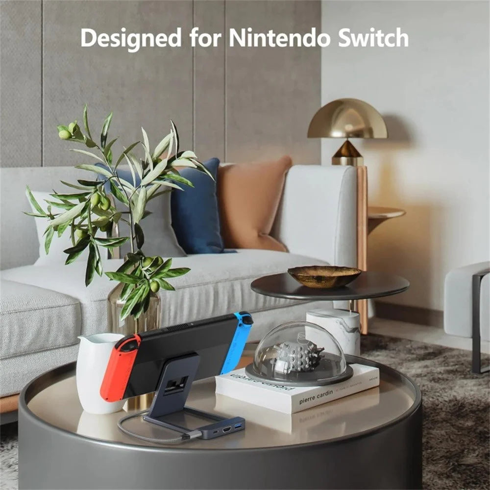 For Nintendo Switch 2  /  Switch  /  Switch OLED Dock HD Video Converter 3-in-1 Expansion Hub - 6