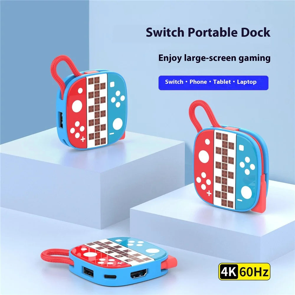 For Nintendo Switch 2 / 1 Type C to USB 3.0 100W Charging 4K 60Hz HD Adapter 3 in 1 Expansion Dock - Style A - 4