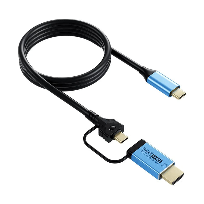 V292 4K 60Hz Type-C to Type-C + HD2.0 Adapter Cable 2 in 1 High Speed Data Transfer Video Converter - 1