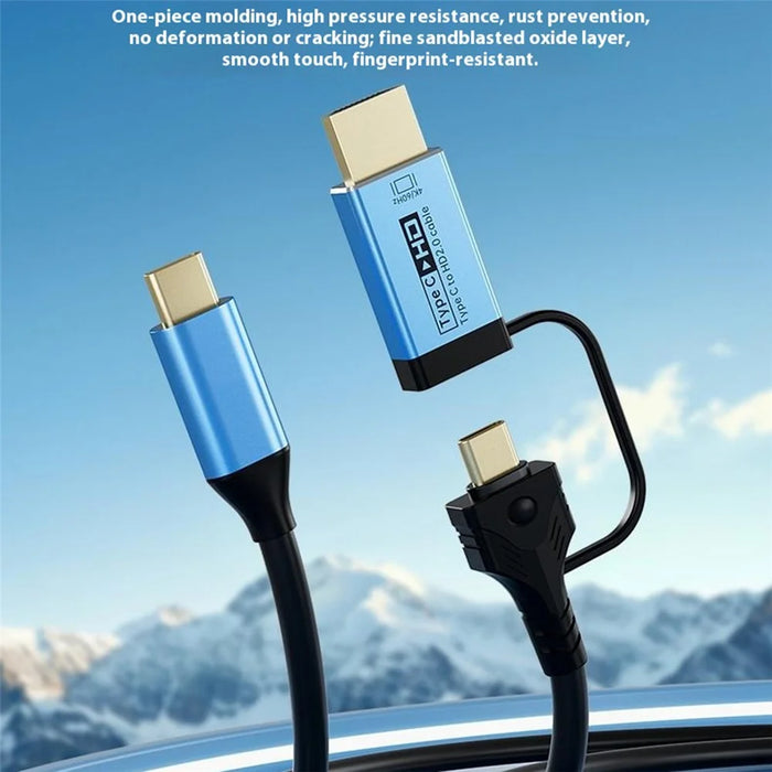 V292 4K 60Hz Type-C to Type-C + HD2.0 Adapter Cable 2 in 1 High Speed Data Transfer Video Converter - 7