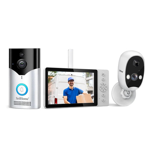 SRIHOME DH051_002_008 Smart Wireless Doorbell Set 4MP HD Indoor Video Intercom Low Power Consumption for Home - US Plug - 1