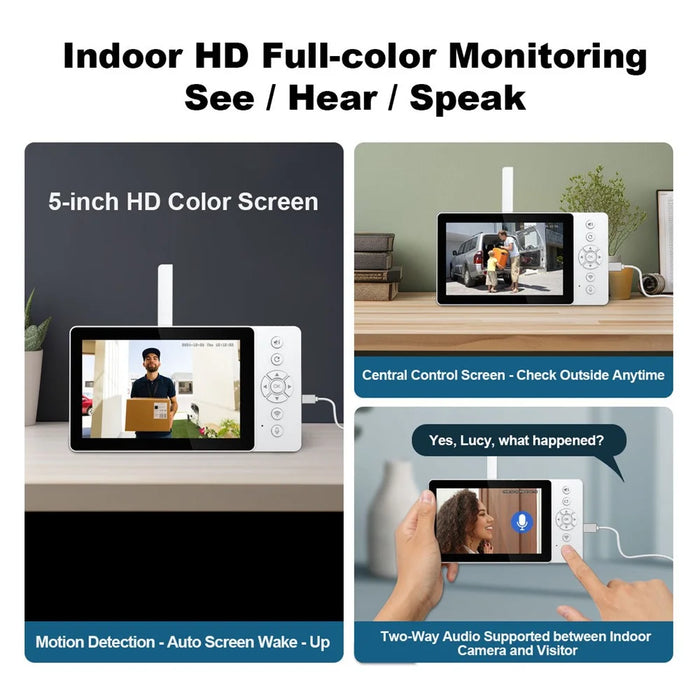 SRIHOME DH051_002_008 Smart Wireless Doorbell Set 4MP HD Indoor Video Intercom Low Power Consumption for Home - US Plug - 7