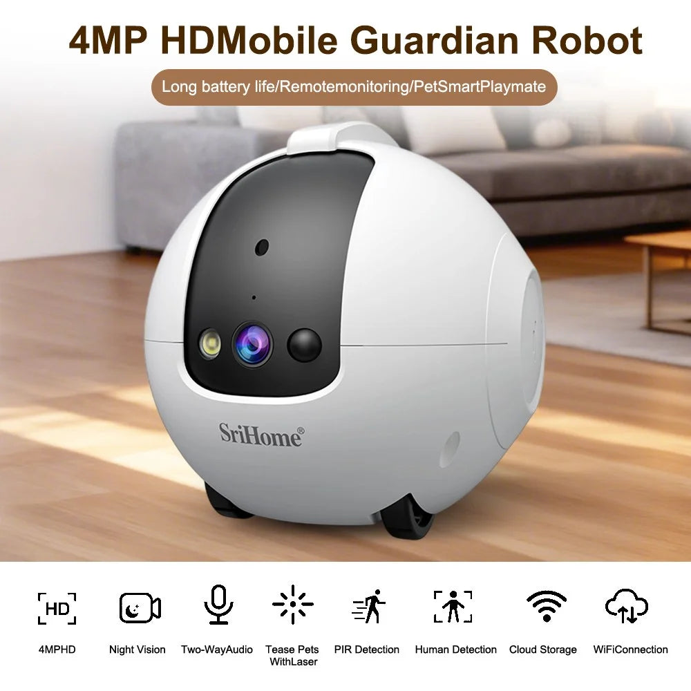 SRIHOME DH013 Pet Camera 4MP HD WiFi Pet Monitor with Phone APP Two-Way Audio Night Vision IP Camera - 2