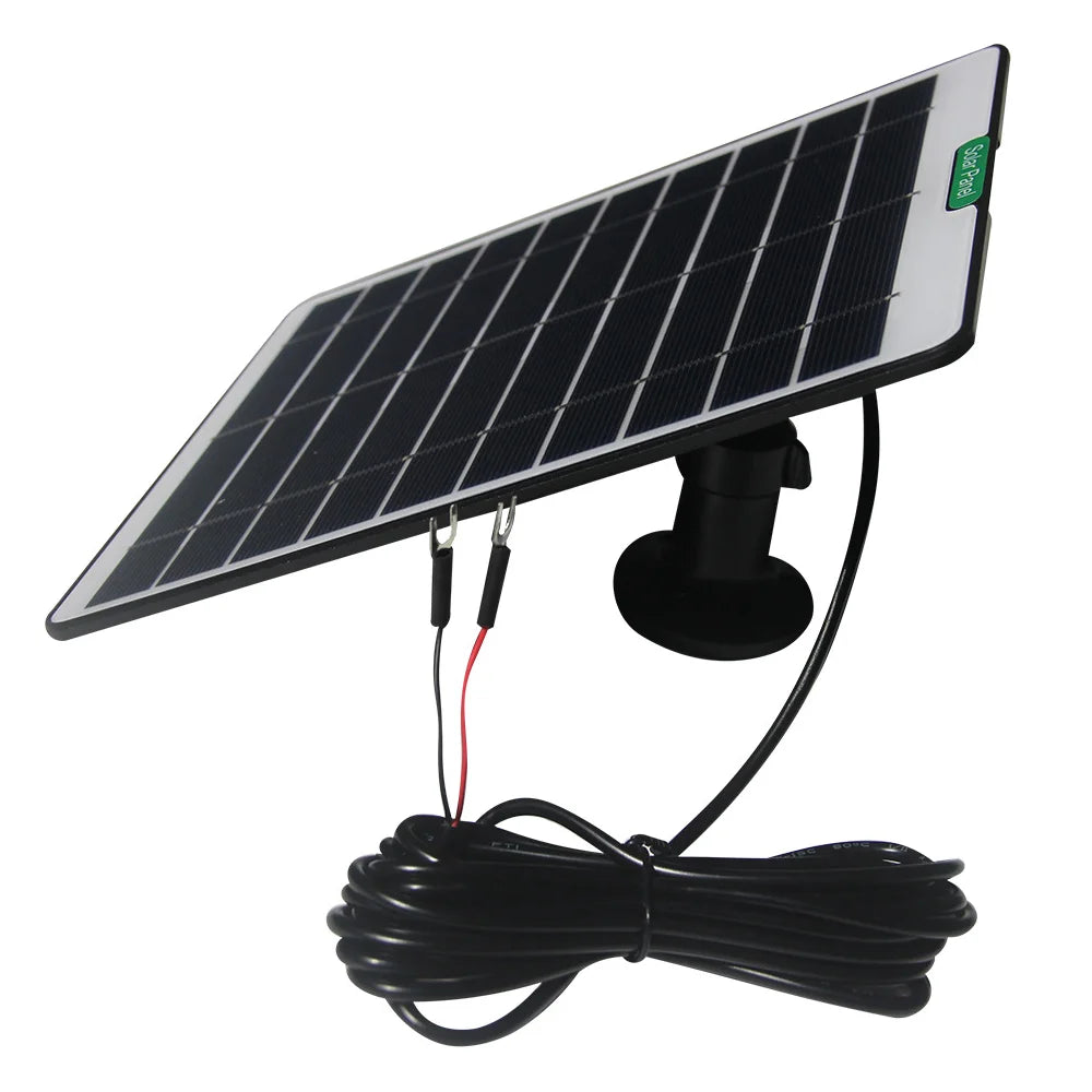 5W Solar Panel for Security Camera Outdoor Solar Panel Charger with 3m Cable and Bracket - Black - 1