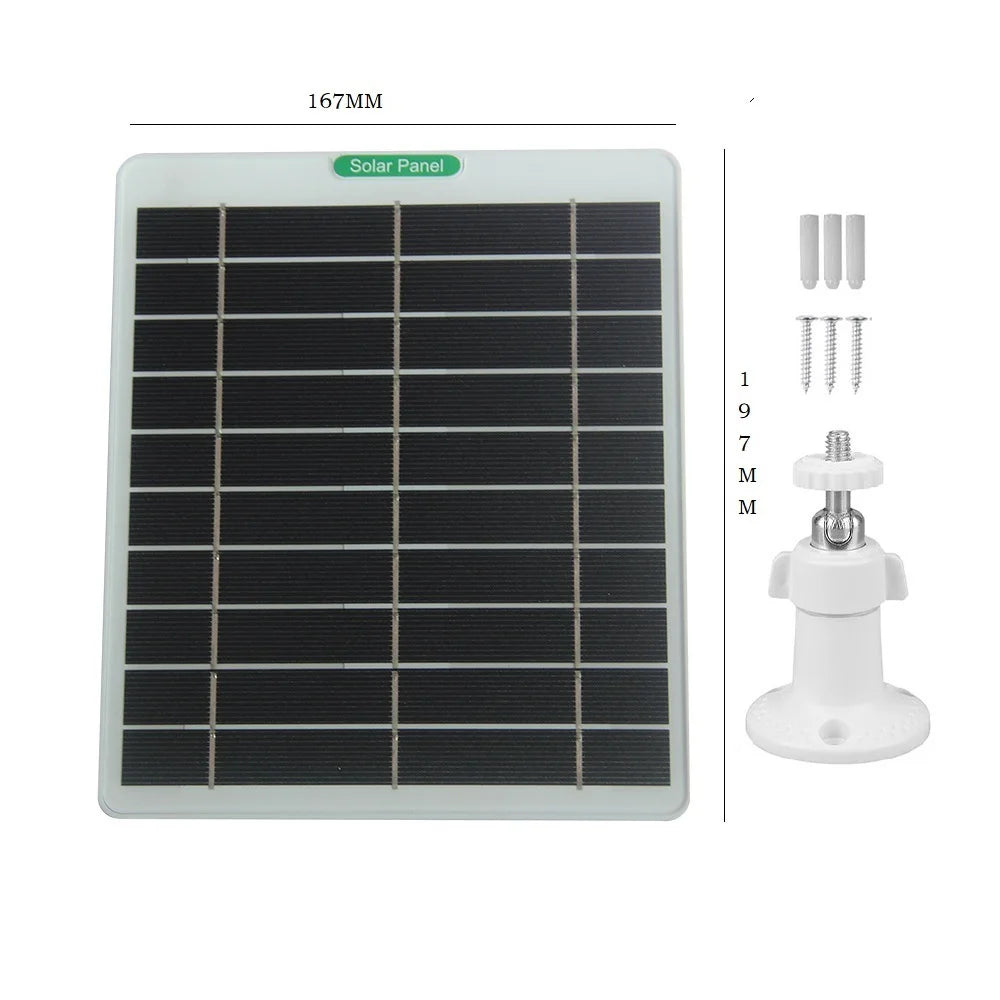 5W Solar Panel for Security Camera Outdoor Solar Panel Charger with 3m Cable and Bracket - Black - 4