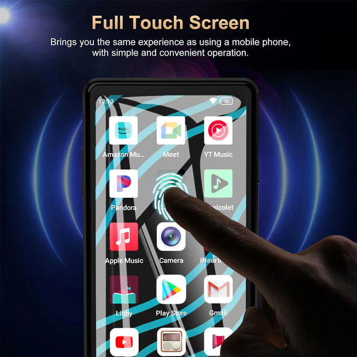A03 Android MP3 Player Bluetooth-Compatible 5.0 Touchscreen Music Player 4GB+64GB Memory 16MP Camera 10H Battery Life - Black - 7