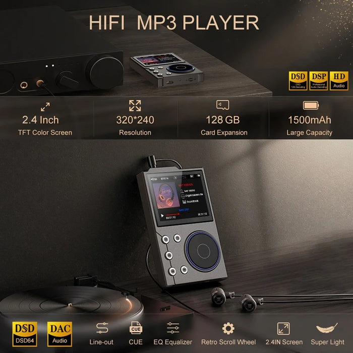 T10 HiFi Music Player 16GB 2.4 Inch Screen High-Quality Lossless Audio Player BT 5.0 - 5