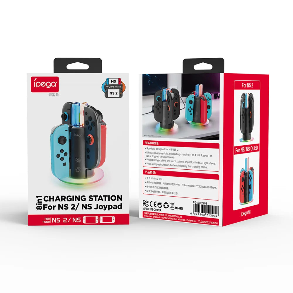IPEGA PG-SW2203 4 in 1 Charging Station for Nintendo Switch / Switch 2 Joy-Con Controller Charger Dock with RGB Light - 6