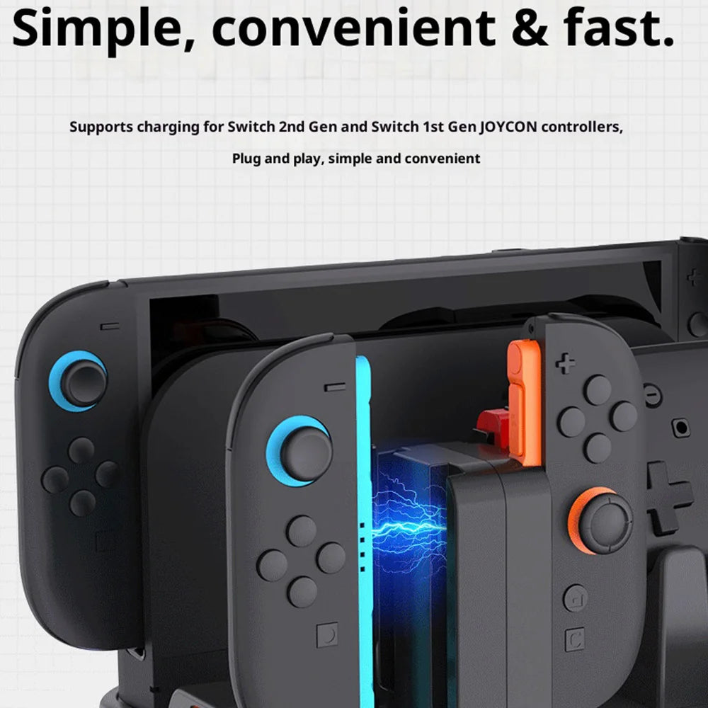 IPEGA PG-SW2065 For Nintendo Switch / Switch 2 RGB Lighting Game Controller Charging Dock with Cooling Fan Headphone Stand - Black - 4