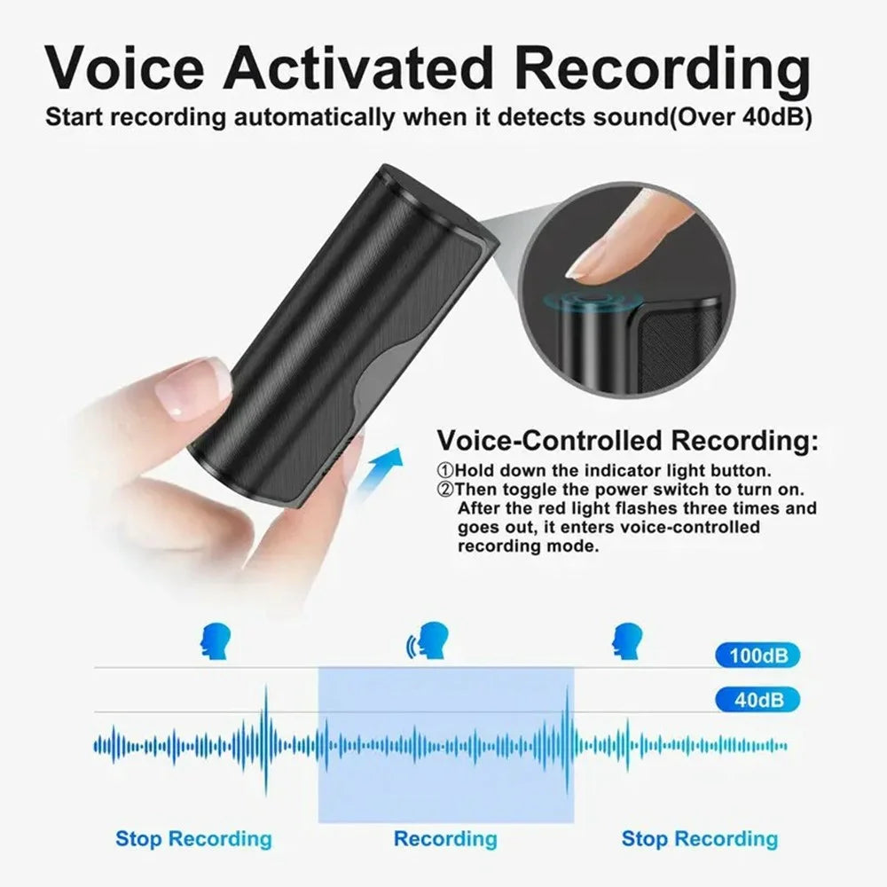 DVR23 One-Touch Voice Recorder Noise Reduction Voice-Activated Recording Device with Transcription - 5