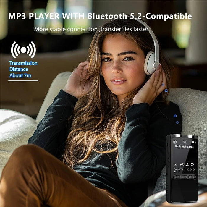 N27 Portable Bluetooth-compatible MP3 Player Large Storage Multi-Language Recorder 20H Long Standby One-Click Recording Audio Player - 2