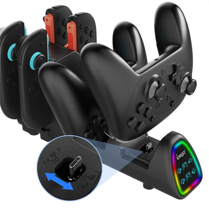 IPEGA PG-SW2188 10 in 1 Charging Dock for Nintendo Switch / Switch 2 Pro Controller Joypad Charging Station - 6