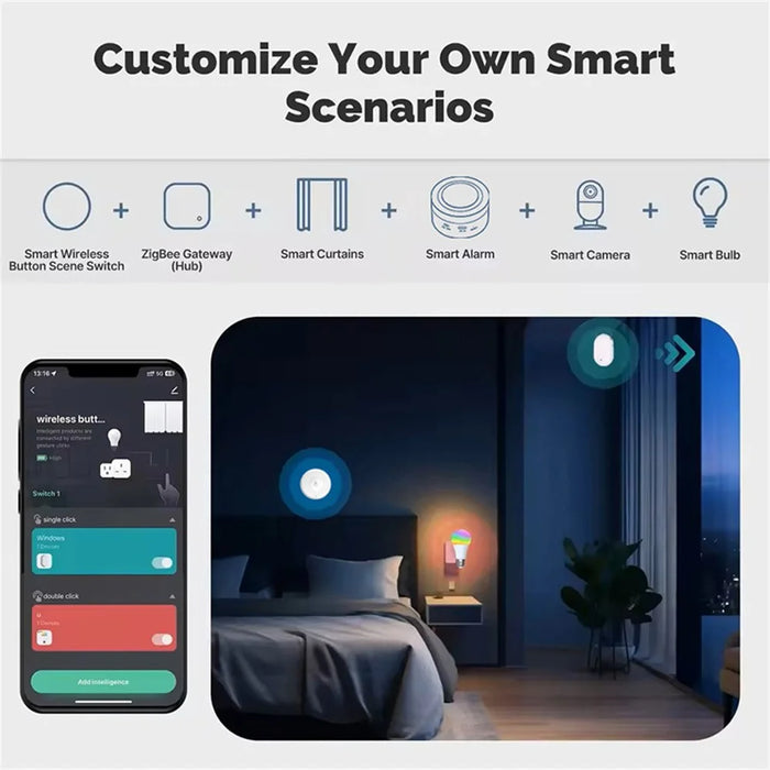 SWITCH-01 Tuya Zigbee Scene Switch Smart Home Control Panel Wireless Remote with Click, Double Click - White - 4