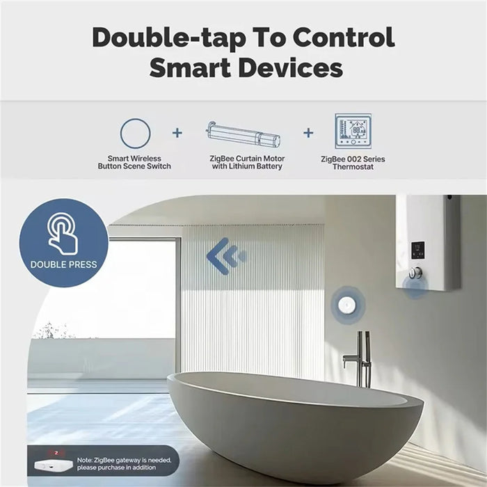 SWITCH-01 Tuya Zigbee Scene Switch Smart Home Control Panel Wireless Remote with Click, Double Click - White - 6