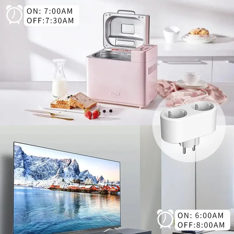 EU WiFi Smart Plug Socket Voice Control Home Appliances Power Monitor Timing Outlet Works with Alexa/Google Assistant - 3